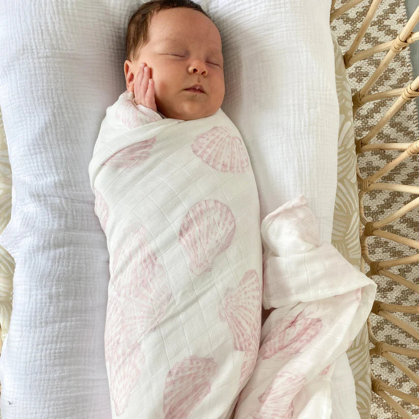 Anchor & Arrow - Organic Bamboo Cotton Baby Swaddle | Sea Shells