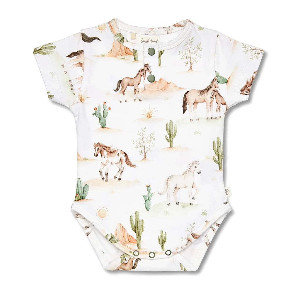 Snuggle Hunny Kids - Short Sleeve Organic Bodysuit | Wild Horses