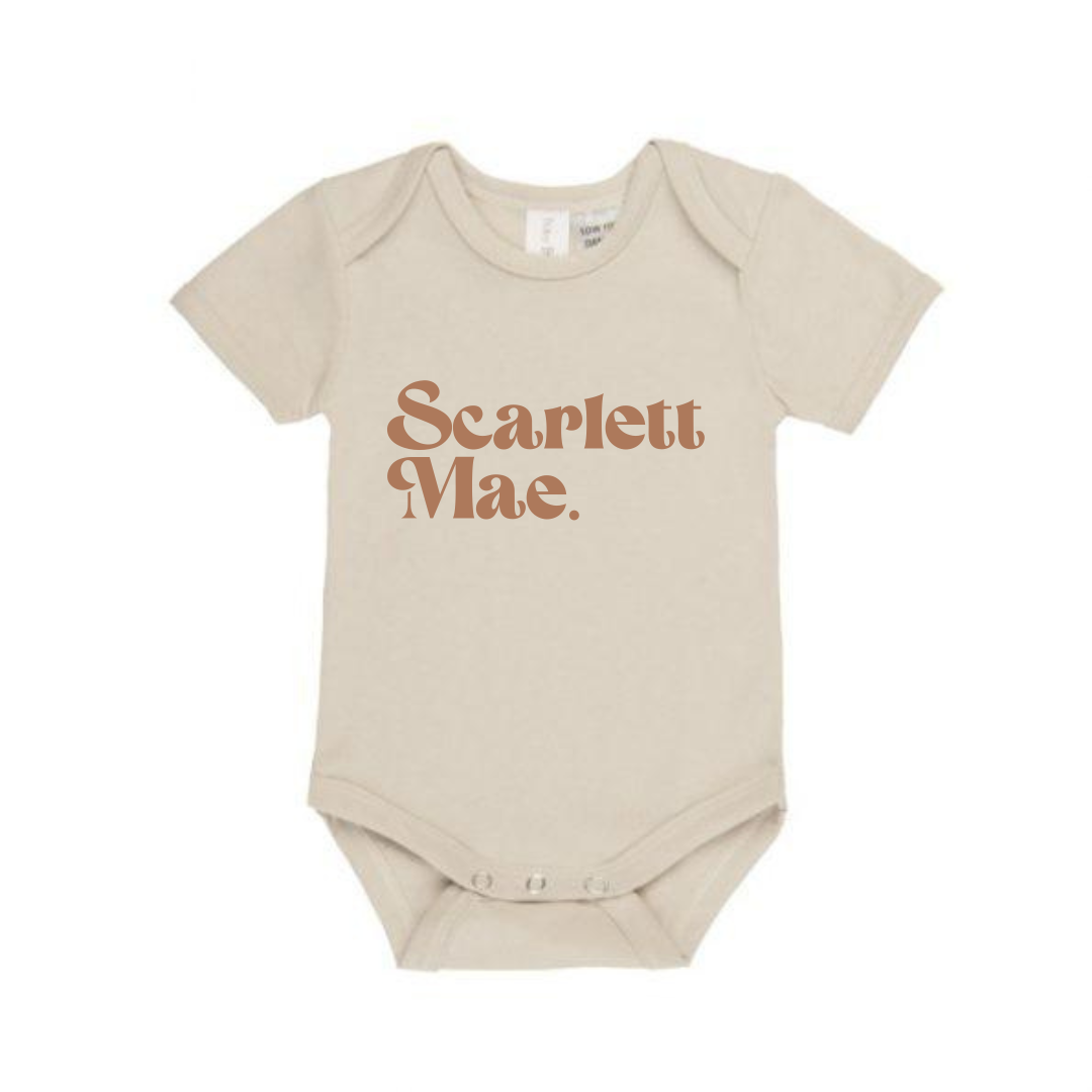 MLW By Design - Personalised Retro Name Bodysuit | Various Colours