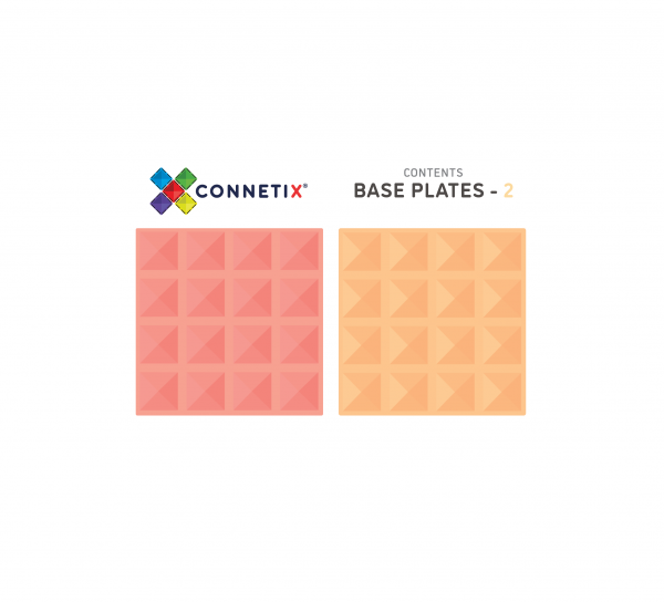 Connetix Tiles - 2 Piece Base Plate Lemon & Peach Pack
