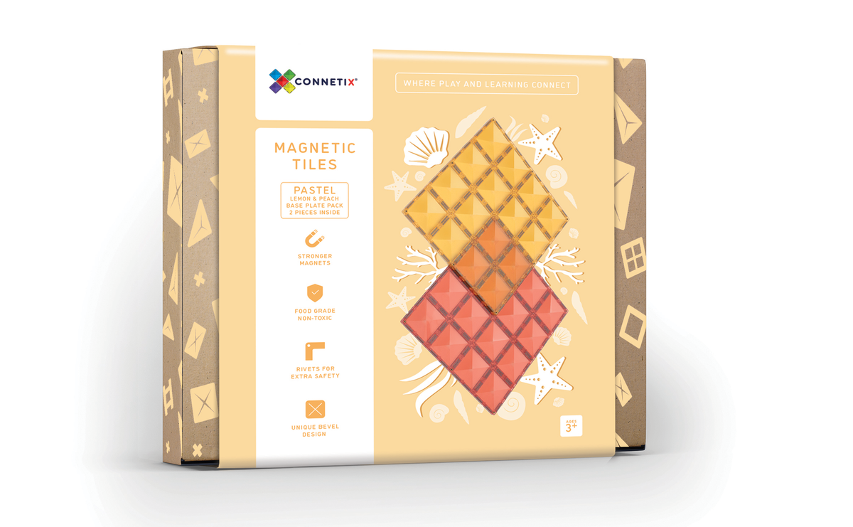 Connetix Tiles - 2 Piece Base Plate Lemon & Peach Pack