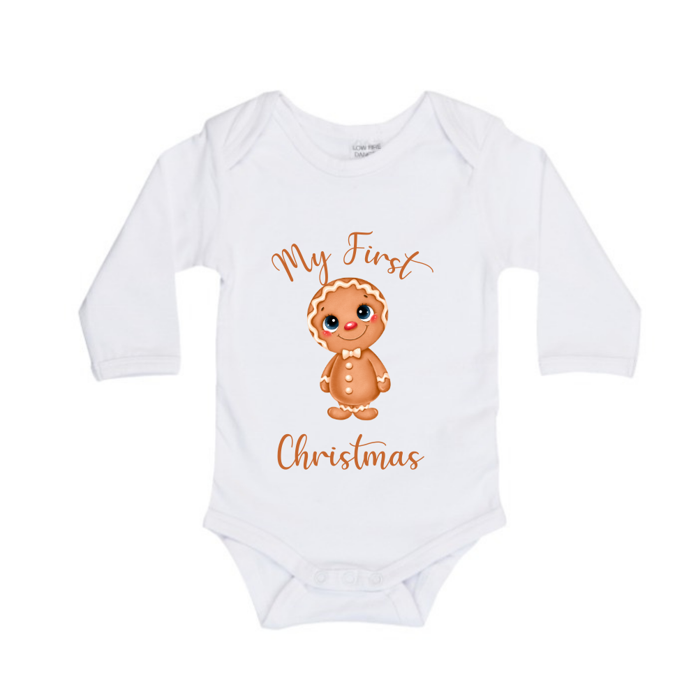 MLW By Design - My First Christmas Gingerbread Bodysuit | White or Black