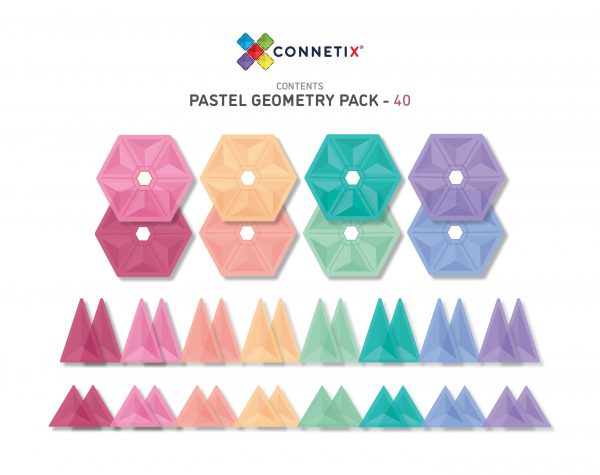 Connetix Tiles - 40 Piece Pastel Geometry Pack