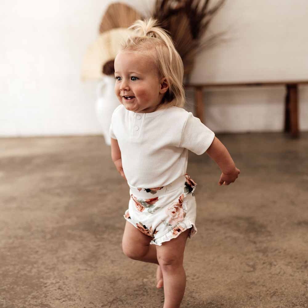 Snuggle Hunny Kids - Short Sleeve Organic Bodysuit | Milk