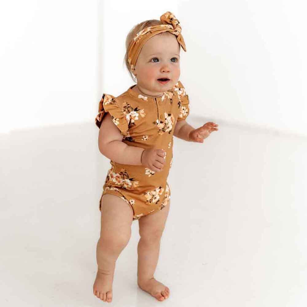 Snuggle Hunny Kids - Golden Flower Short Sleeve Organic Bodysuit