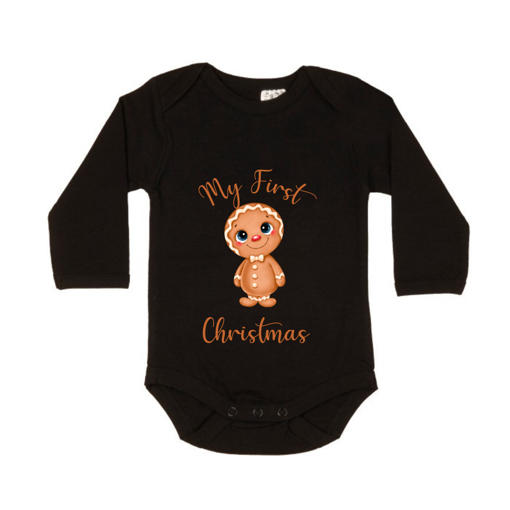 MLW By Design - My First Christmas Gingerbread Bodysuit | White or Black