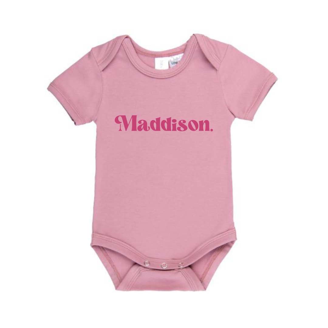 MLW By Design - Personalised Retro Name Bodysuit | Various Colours