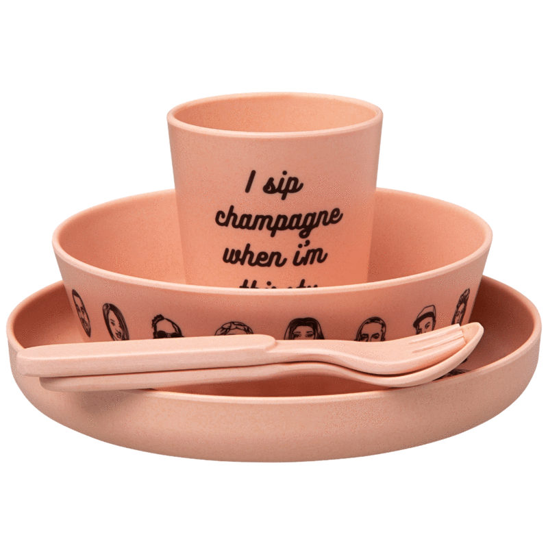 The Little Homie - 'Eat Was All A Dream' Bamboo Dinnerwear Set | Peach