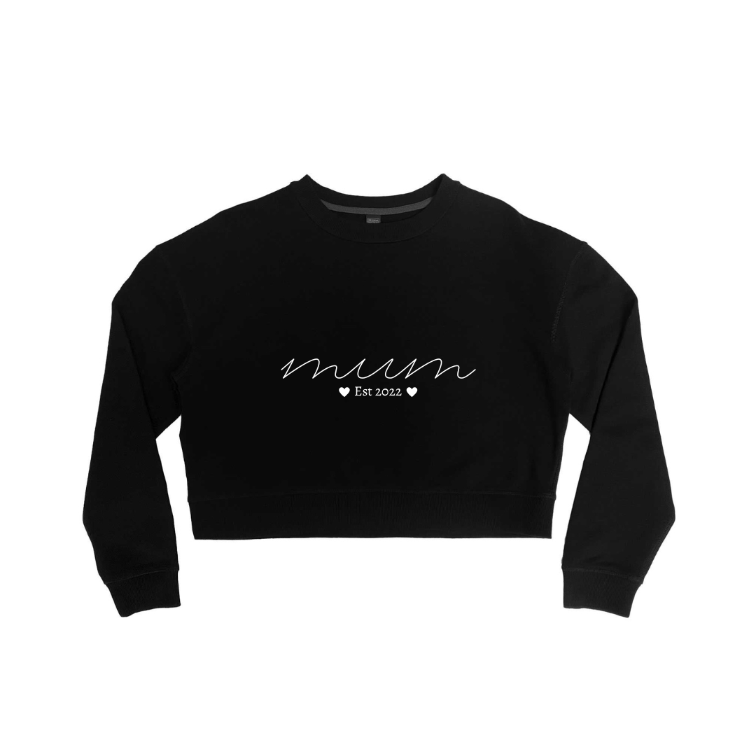MLW By Design - Personalised Established Mum Adult Crop Crew | Various Colours