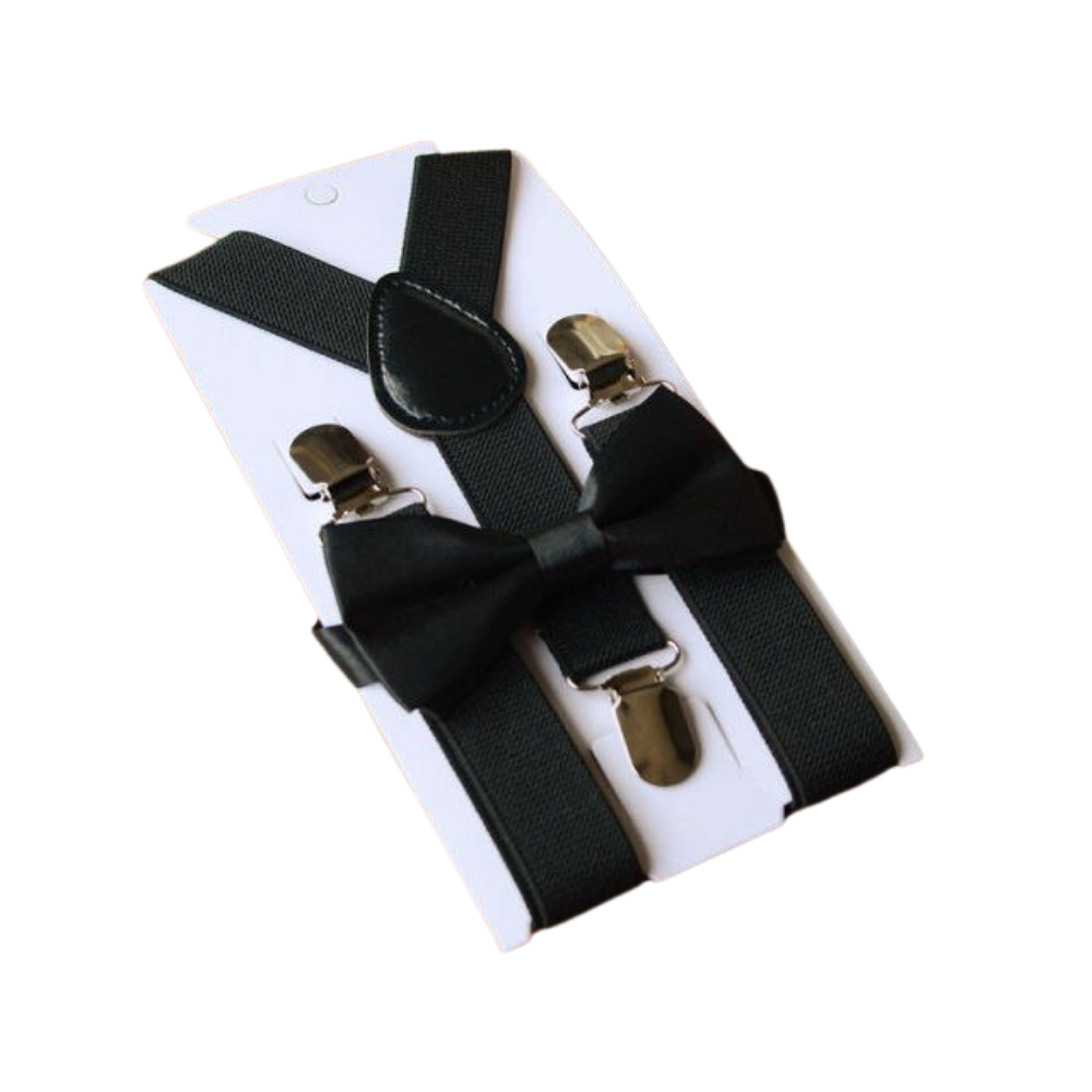 Bow Tie & Suspenders Set | Black