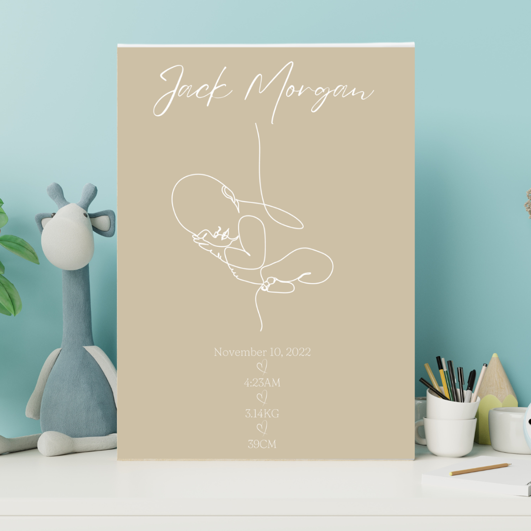 MLW By Design - Minimalist Baby Personalised Birth Details Canvas Print