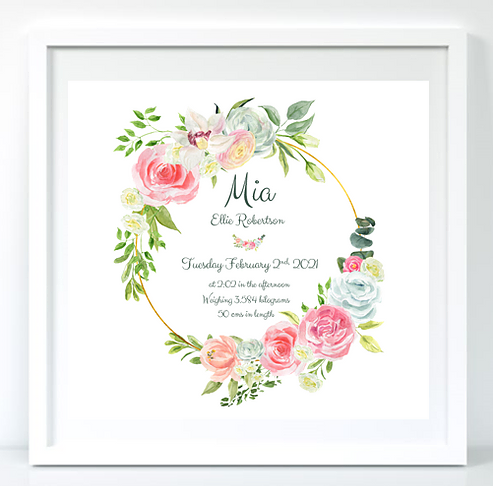BabyCusch - Pink & Green Floral Frame