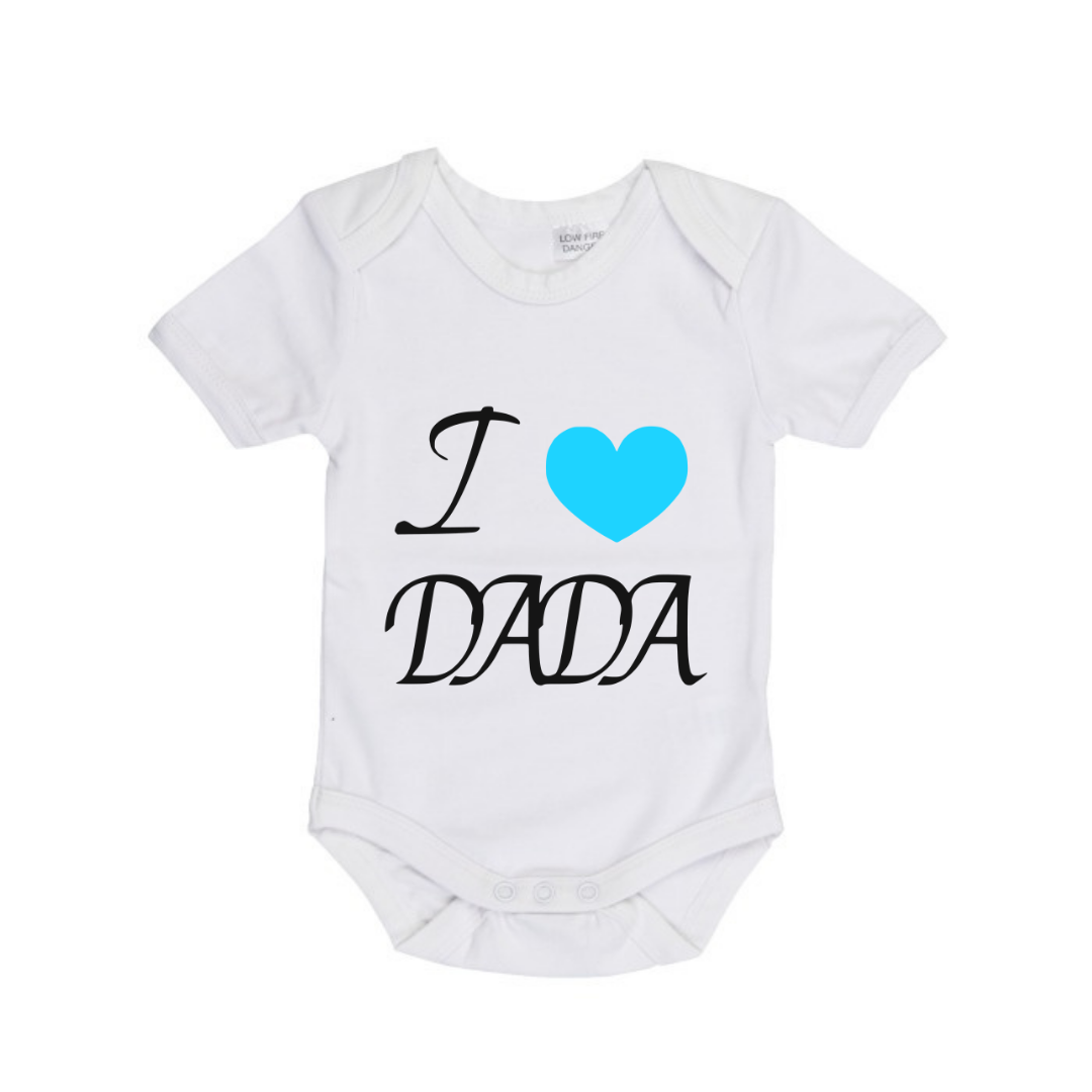 MLW By Design - Dada White Bodysuit | Pink or Blue Heart