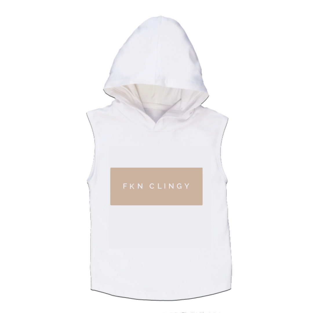 MLW By Design - FKN CLINGY™ Sleeveless Hoodie | Sand Print | Black or White