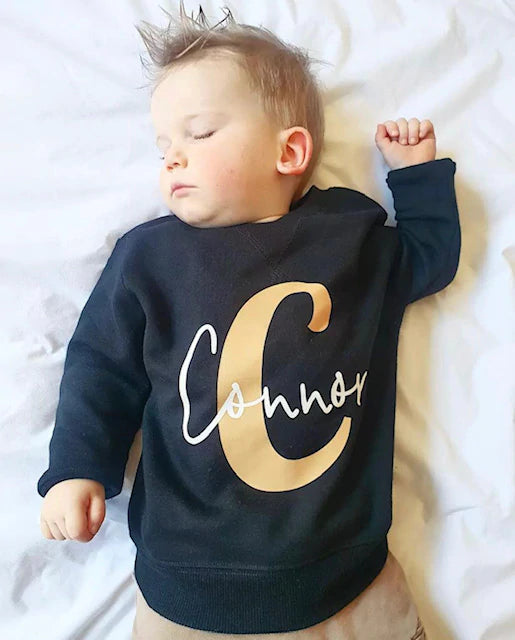 Little Wolfie - Personalised Initial Crew Jumper | Various Colours