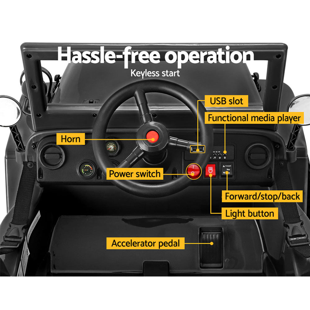 Retro Military Ride On Car | Black