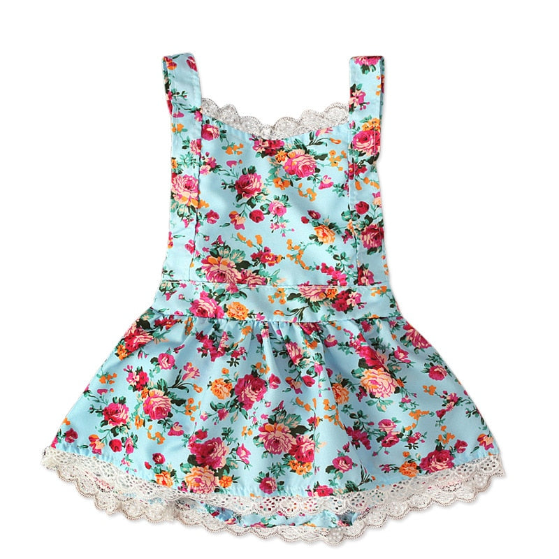 Floral Blue Romper Dress