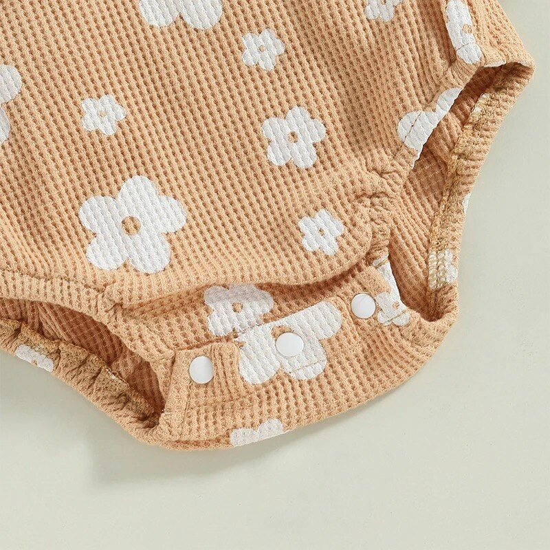 Frilly Bum Waffle Romper | Brown
