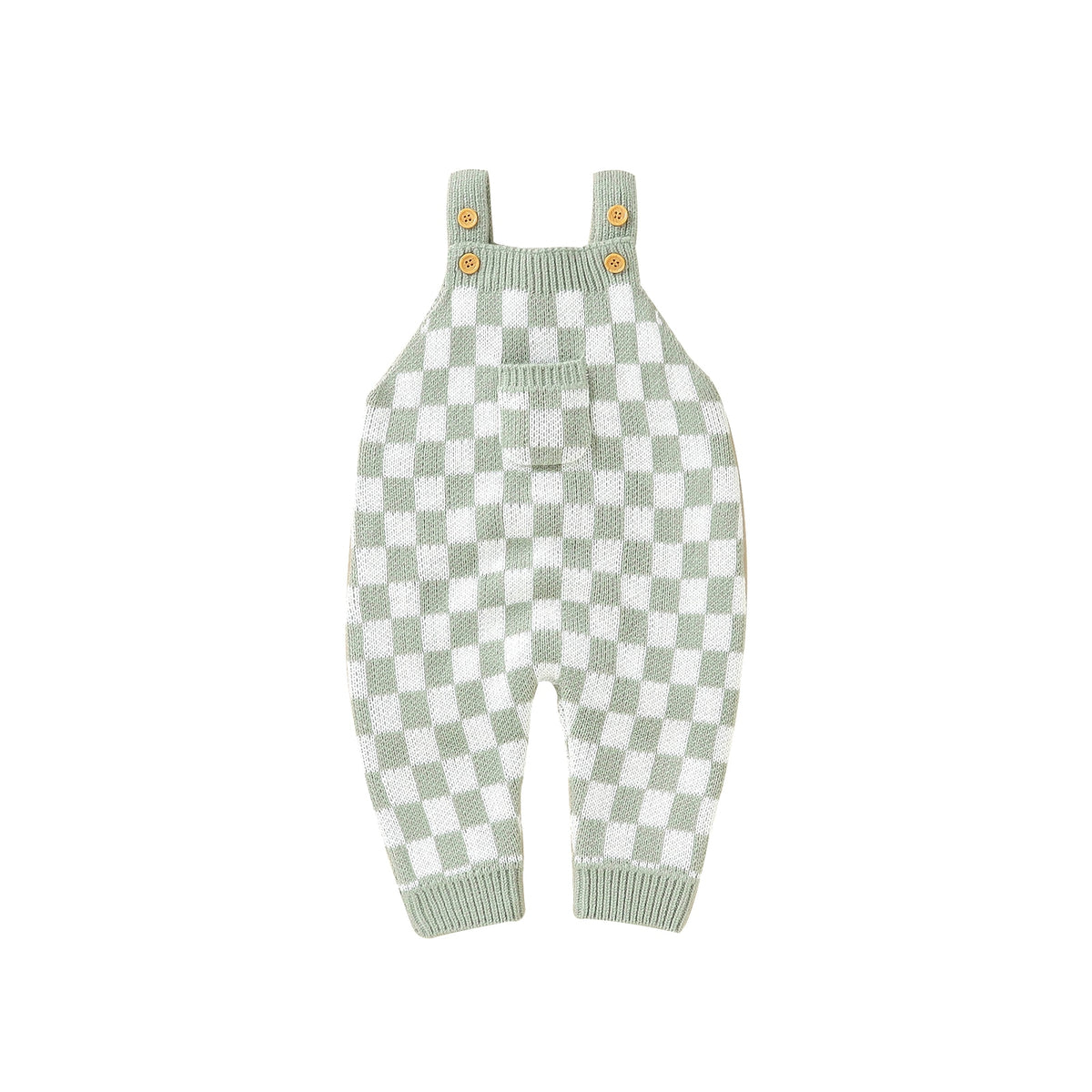 Gingham Knitted Jumpsuit | Sage