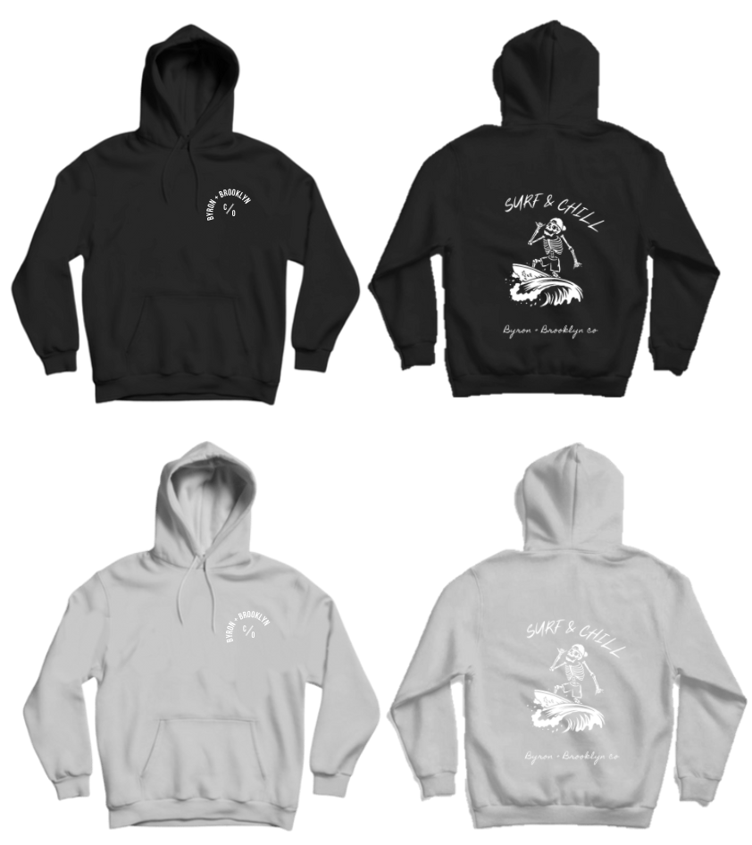 Byron Brooklyn Co - Surf and Chill Hoodie | Black or Grey