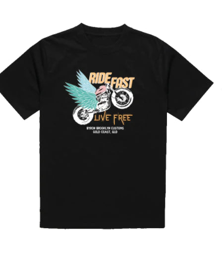 Byron Brooklyn Co - Ride Fast Live Free Tee | Various Colours