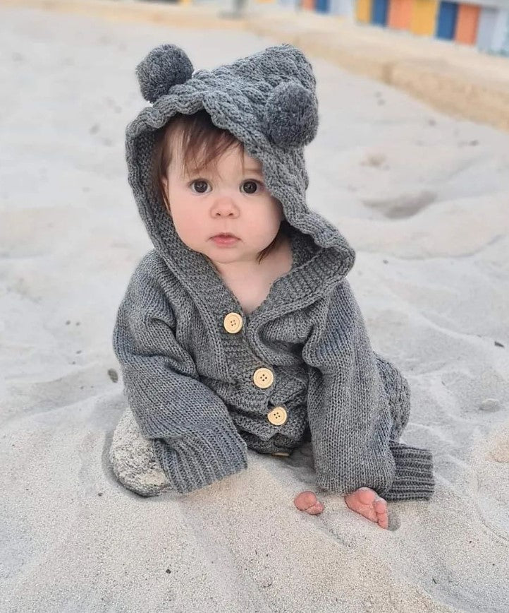 Bear Knit Onesie Charcoal