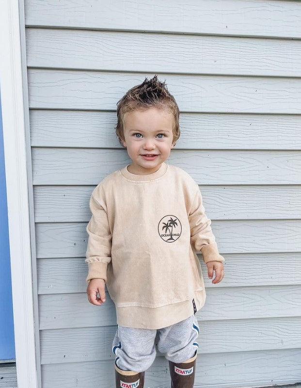 MLW By Design - Ocean Child Stonewash Crew | Sand or Black (CLEARANCE)