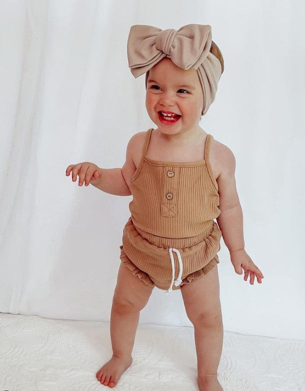 Aurin Ribbed Bloomer Set | Brown