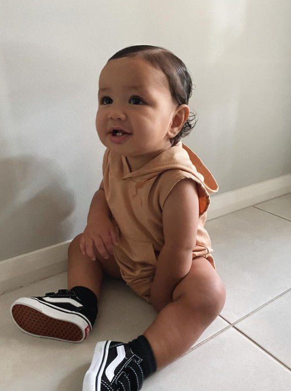Sleeveless Hoodie Romper | Latte