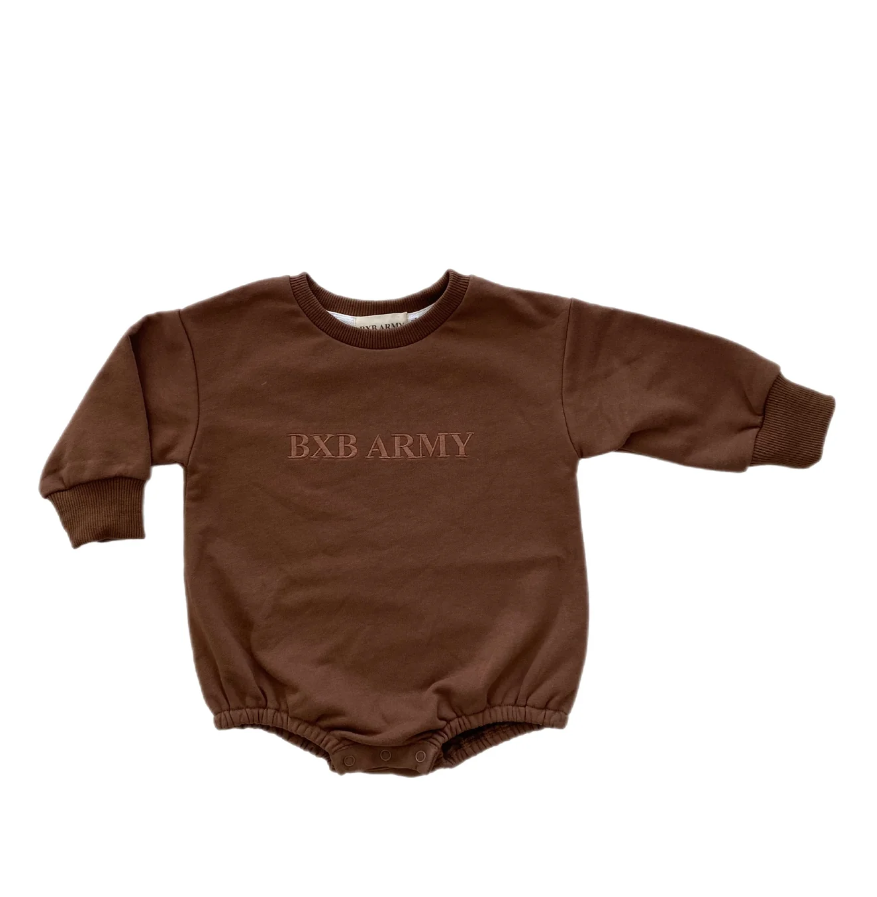 Ballerinas and Boys - Chocolate Fleece Baby Romper