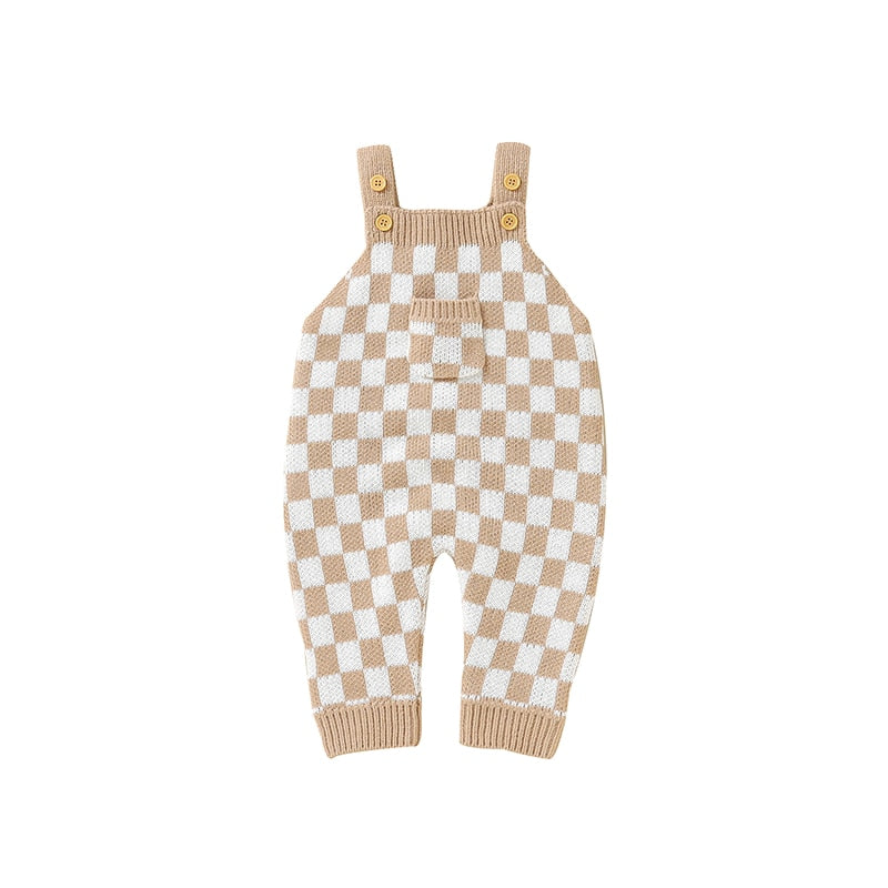 Gingham Knitted Jumpsuit | Sand