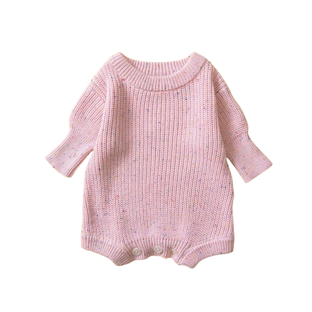 Speckle Knit Romper | Pink