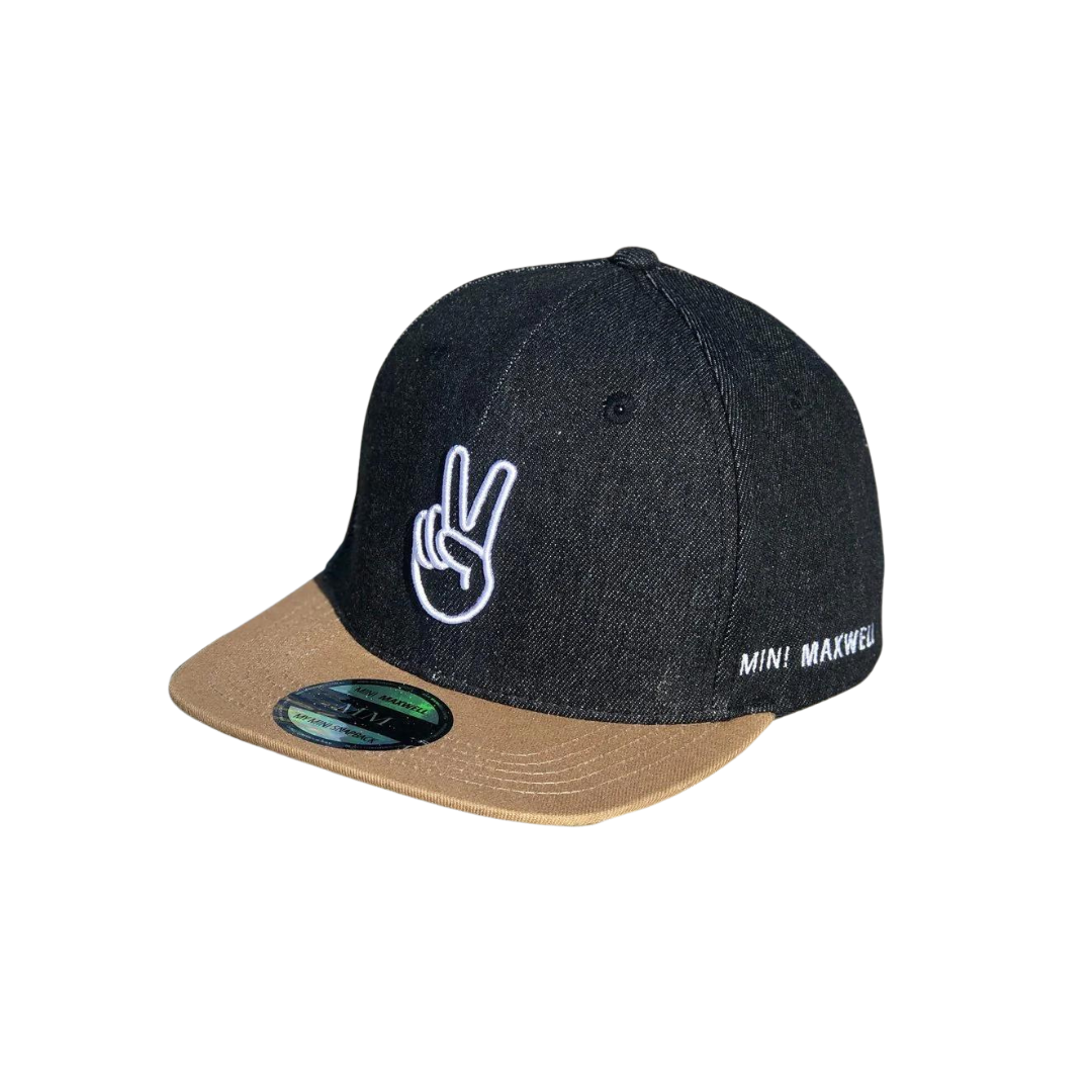 Mini Maxwell - Denim Black Peace Out Snapback