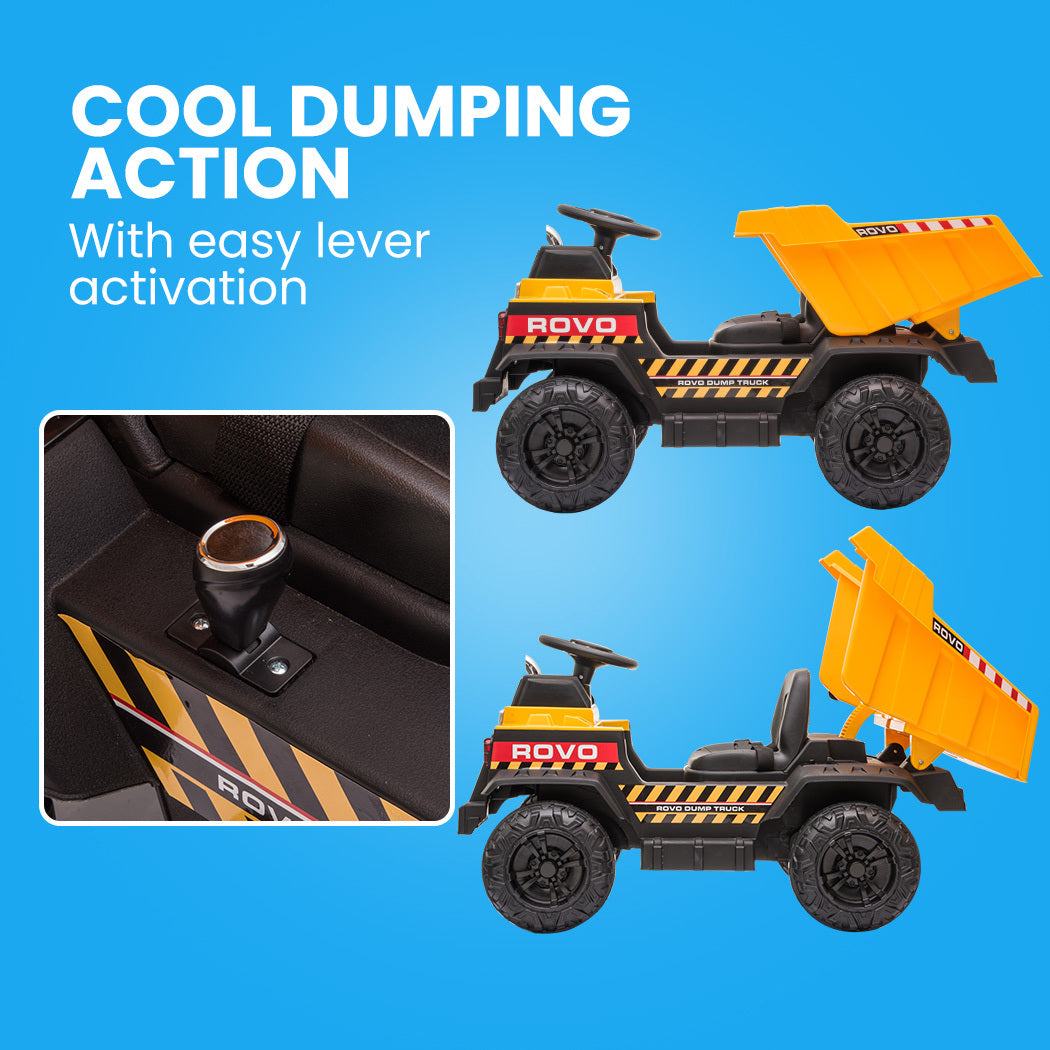 Electric Ride On Children's Dump Truck with Bluetooth Music - Yellow