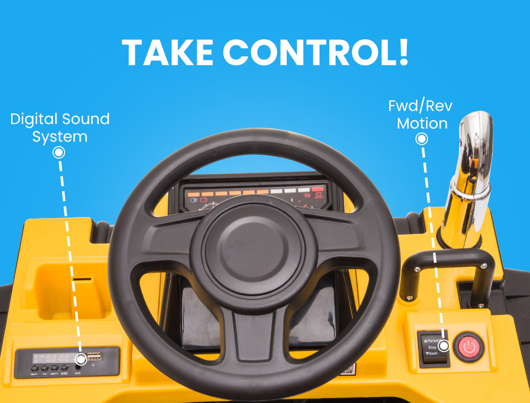 Electric Ride On Children's Dump Truck with Bluetooth Music - Yellow