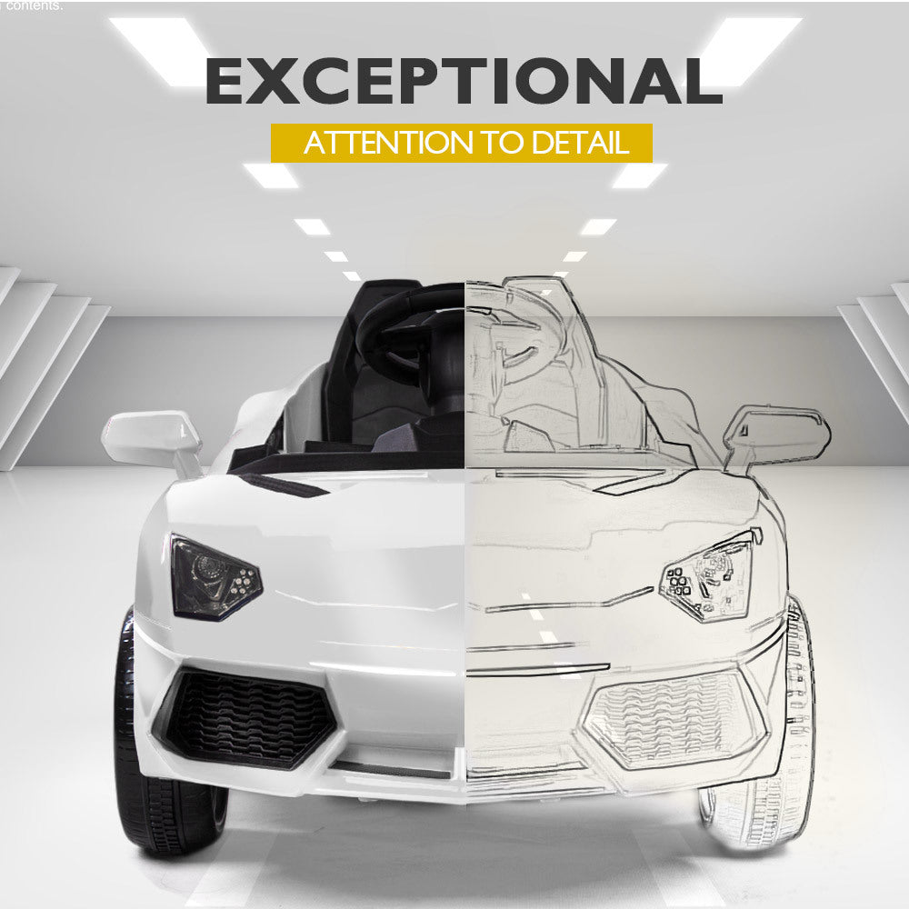 Lambo Inspired Ride-On Car | White