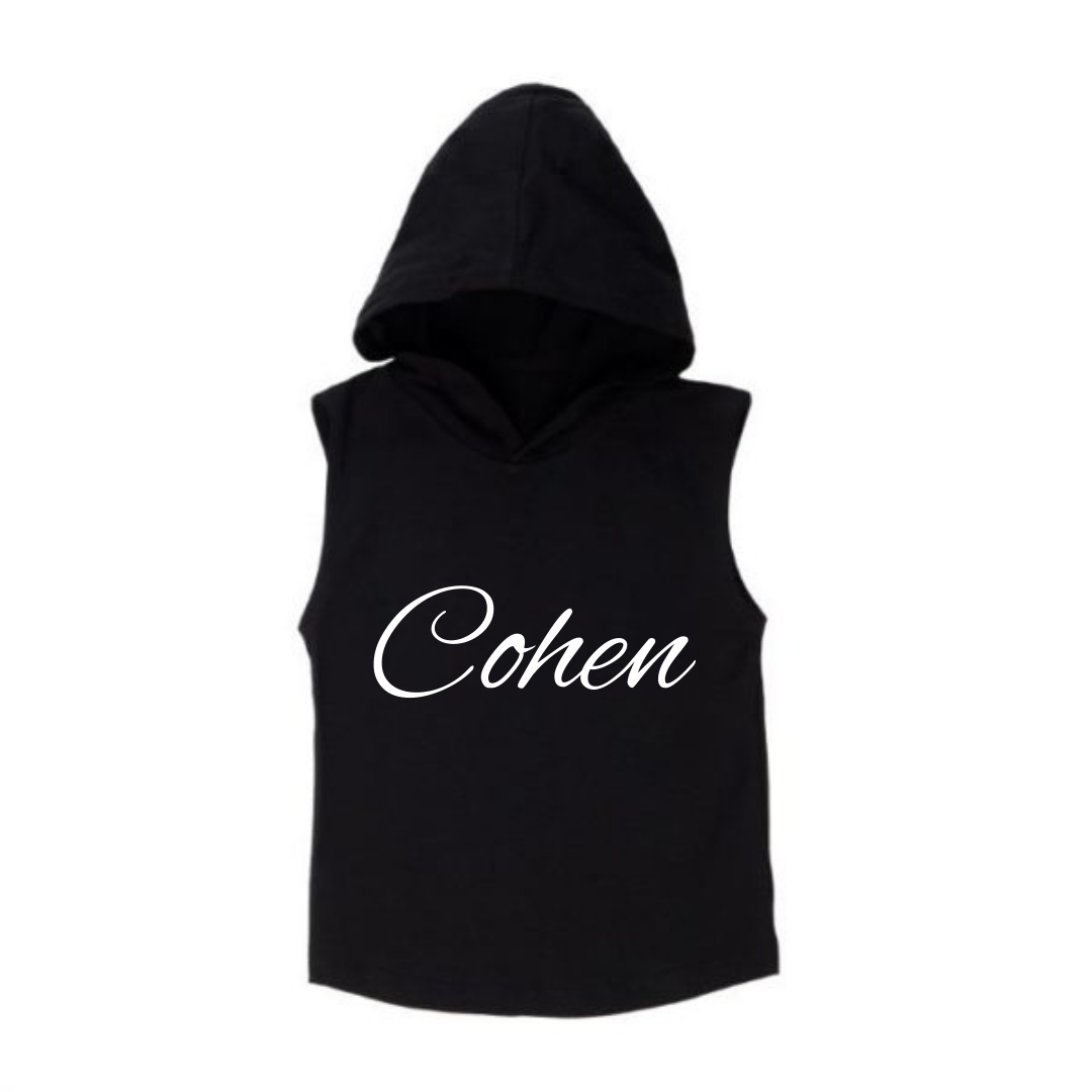 MLW By Design - Personalised Name Sleeveless Hoodies | White or Black