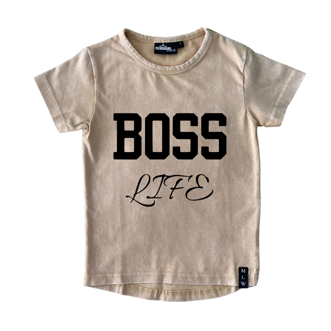 MLW By Design - Boss Life Stonewash Tee | Black or Sand