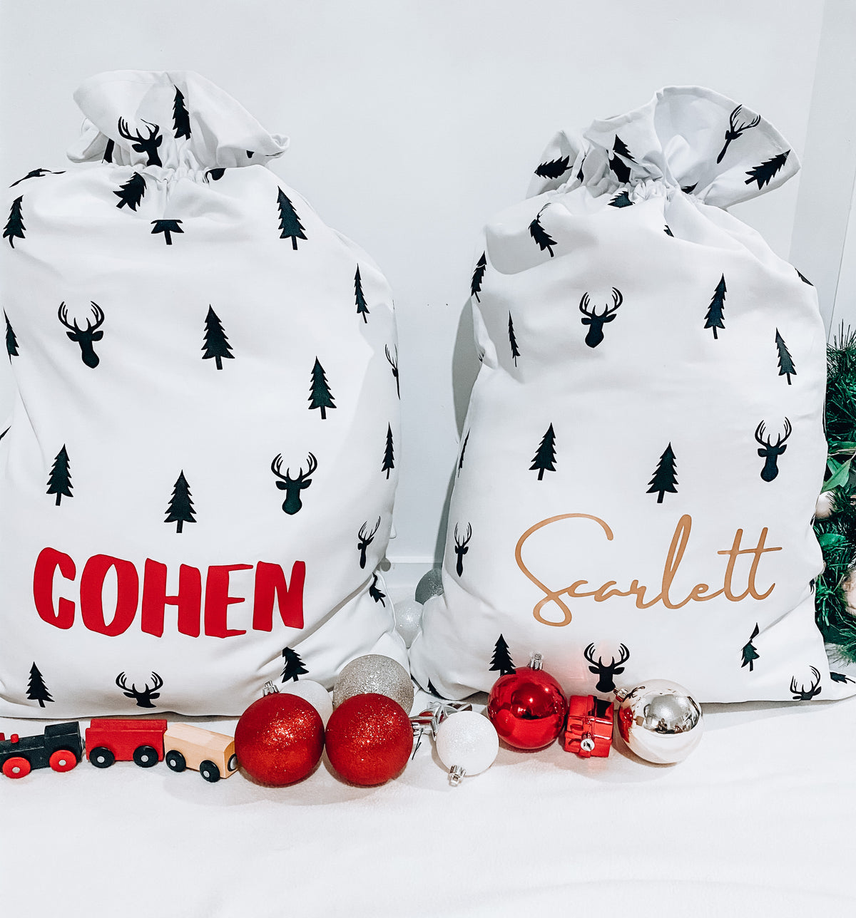 MLW By Design - Reindeer & Trees Personalised Christmas Santa Sack (COMING SOON)