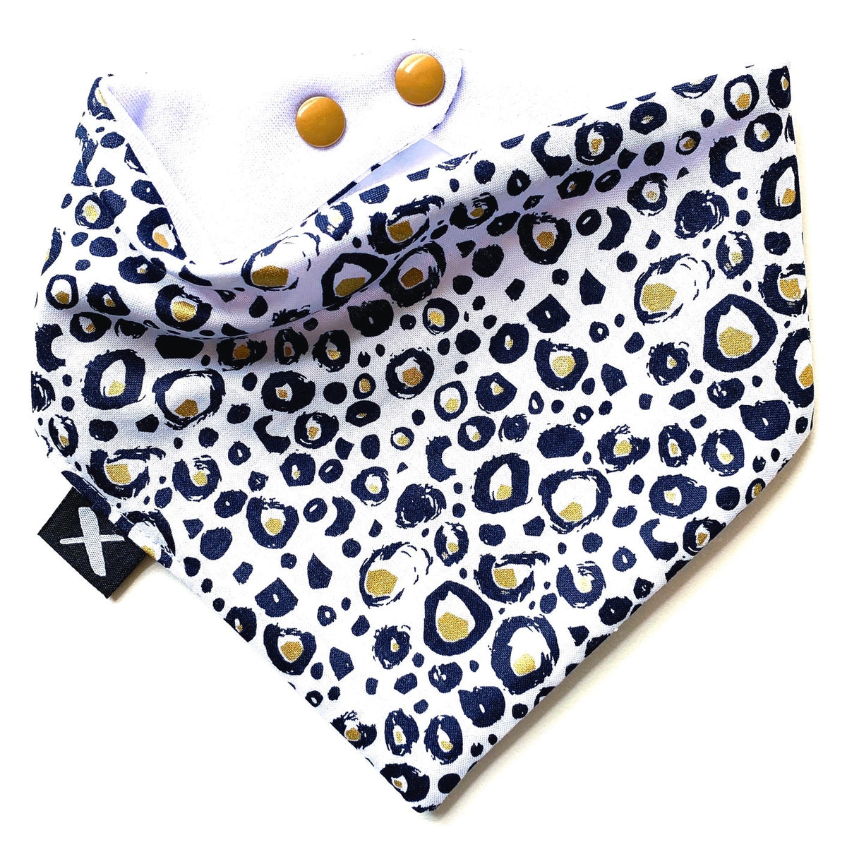 MISSAMADEIT - Navy and Gold Leopard Bandana Bib