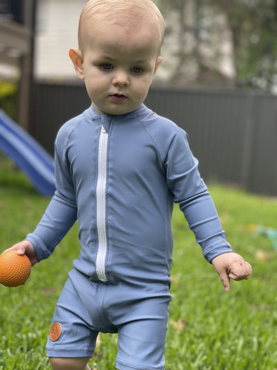 Kicky Swim - One Piece Rashguard Suit | Hamptons Blue – My Little Wardrobe