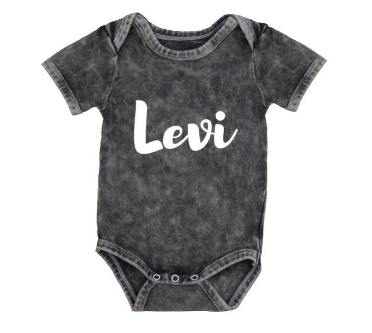 MLW by Design - Personalised Name Stonewash Bodysuit | Black or Sand