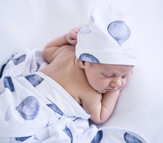 Snuggle Hunny Kids - Organic Baby Jersey Wrap & Beanie Set | Cloud Chaser