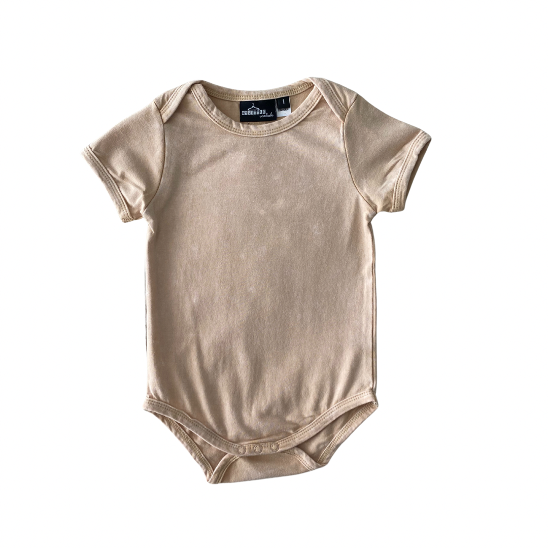 MLW By Design - Basic Short Sleeve Bodysuit | Sand Stonewash