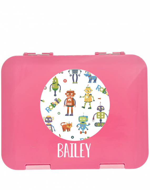 Timber Tinkers - Personalised Bento Box – Robots | Pink  or Blue