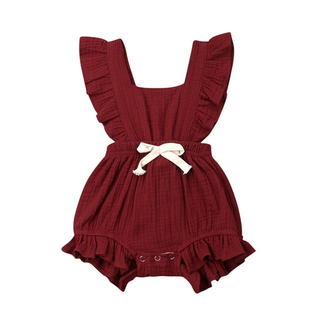 Bow Ruffle Romper | Burgundy – My Little Wardrobe