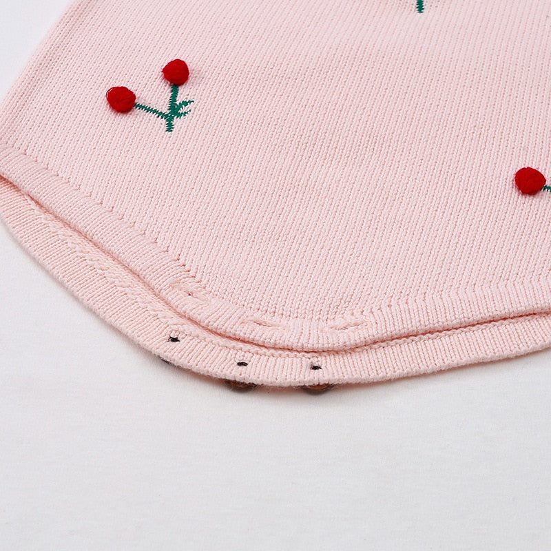 Cherry Knit Romper | Pink