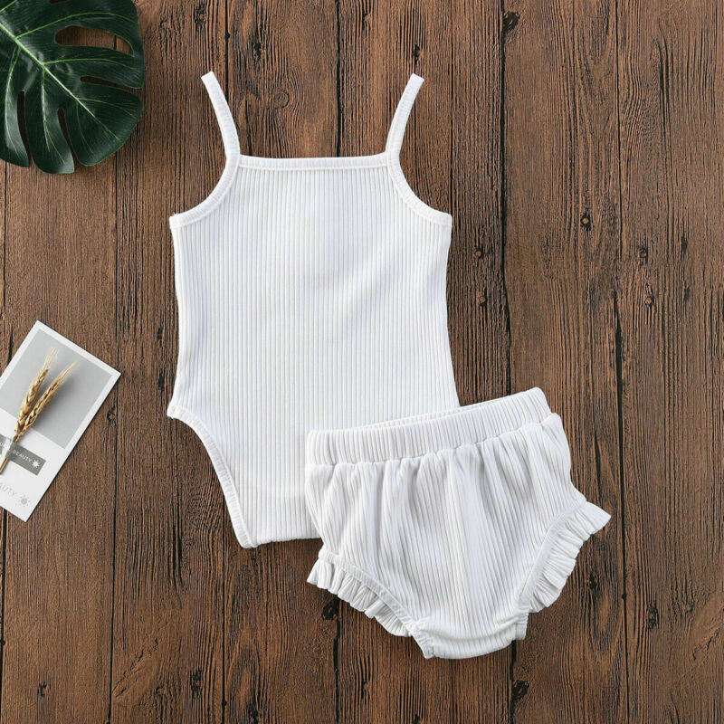 Aurin Ribbed Bloomer Set | White