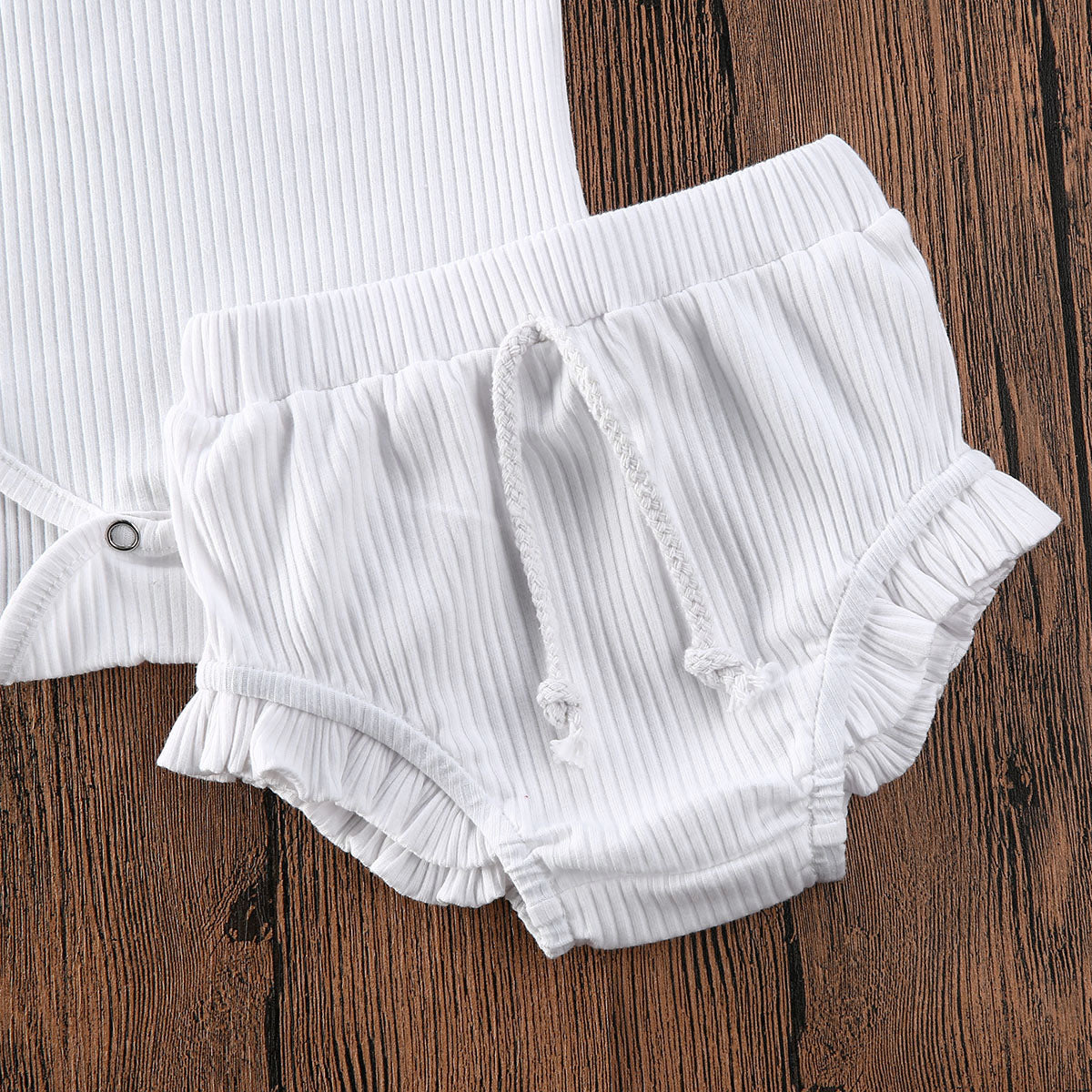 Aurin Ribbed Bloomer Set | White