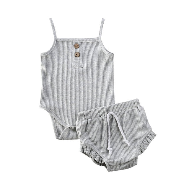Aurin Ribbed Bloomer Set | Grey